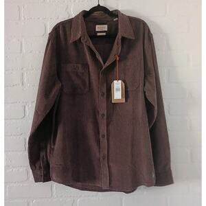 NWT Weatherproof Vintage Corduroy Button-Up Shirt Chocolate Brown Men's Sz L